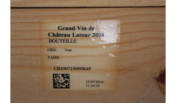 kist inh 6 flessen à 75cl wijn, Chateau Latour, 2008